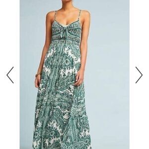 Anthropologie Moulinette Souers Green Boho Maxi Dress